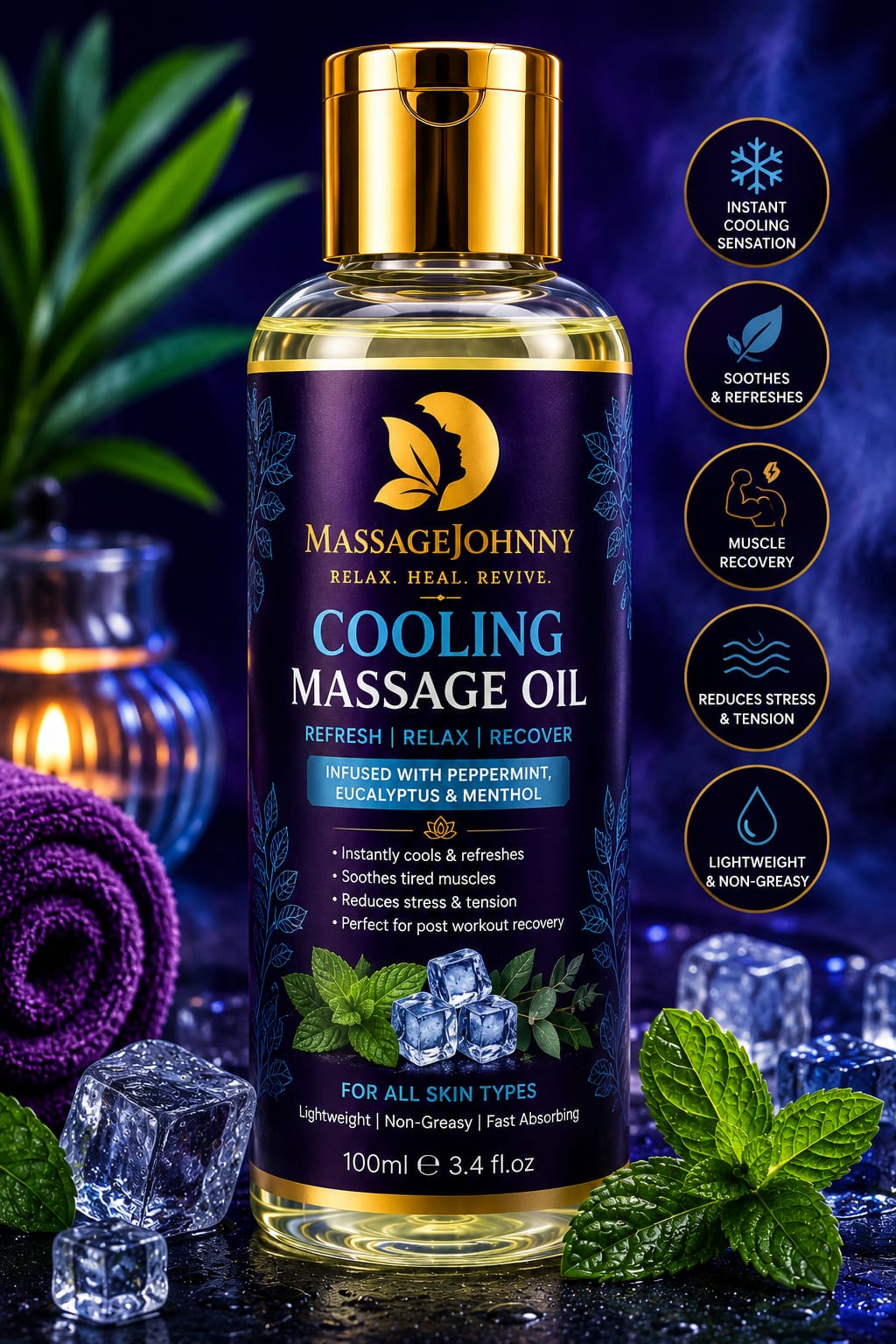 Cooling massage oil